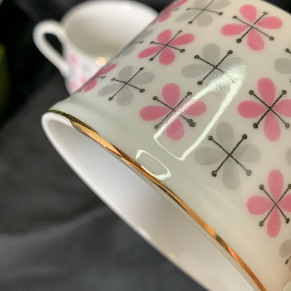 Set of 4 Rossini Ceramic gray, pink, black and white Tea cups - Picture 11 of 12